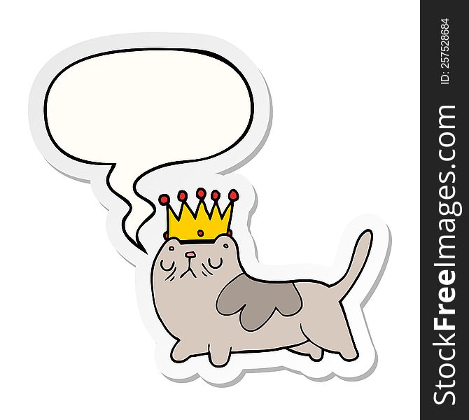 cartoon arrogant cat with speech bubble sticker