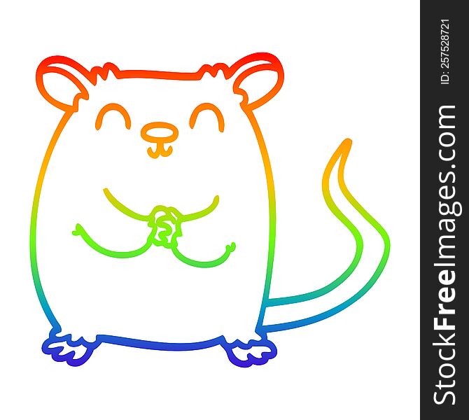 Rainbow Gradient Line Drawing Cartoon Mouse