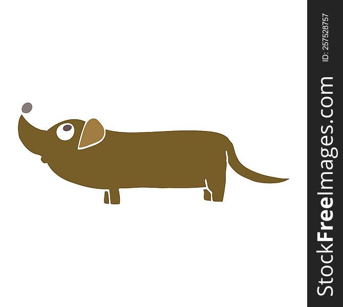 flat color illustration cartoon dachshund