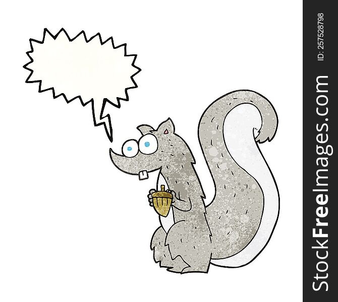 Speech Bubble Textured Cartoon Squirrel With Nut