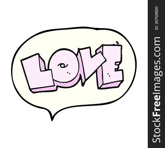 freehand drawn comic book speech bubble cartoon love sign