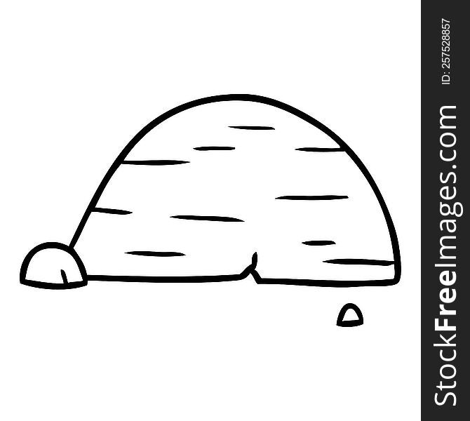 hand drawn line drawing doodle of grey stone boulder