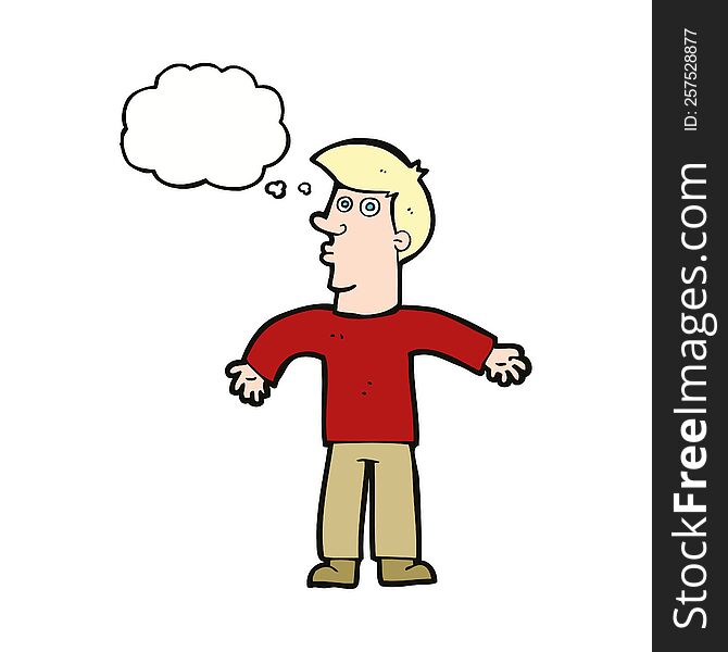 Cartoon Man Shrugging Shoulders With Thought Bubble