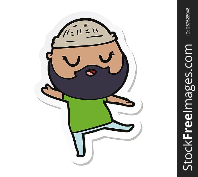 Sticker Of A Cute Cartoon Man With Beard
