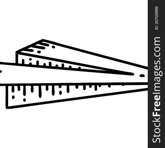 tattoo in black line style of a paper airplane. tattoo in black line style of a paper airplane