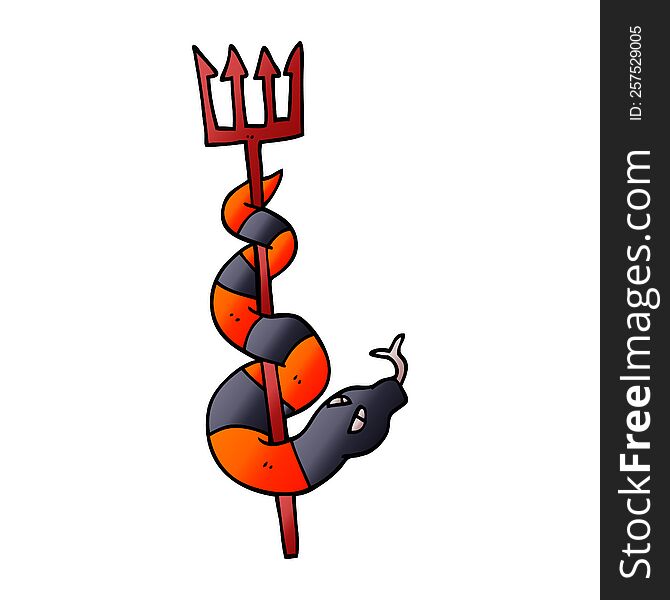 cartoon doodle serpent on devils fork