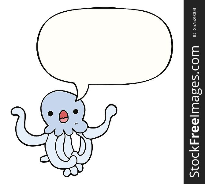 Cartoon Jellyfish And Speech Bubble