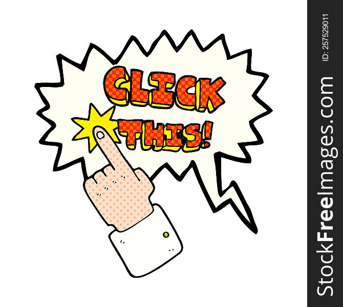 Comic Book Speech Bubble Cartoon Click This Symbol With Hand