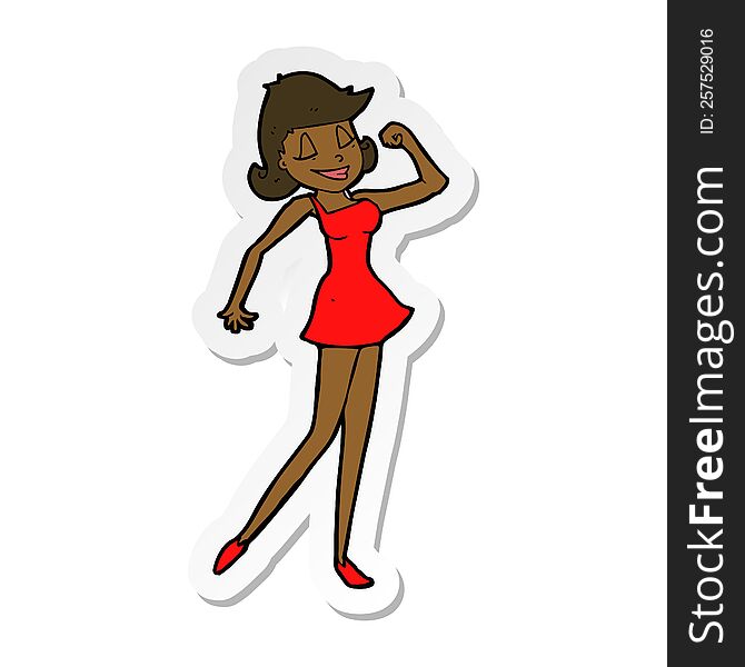 Sticker Of A Cartoon Woman With Can Do Attitude