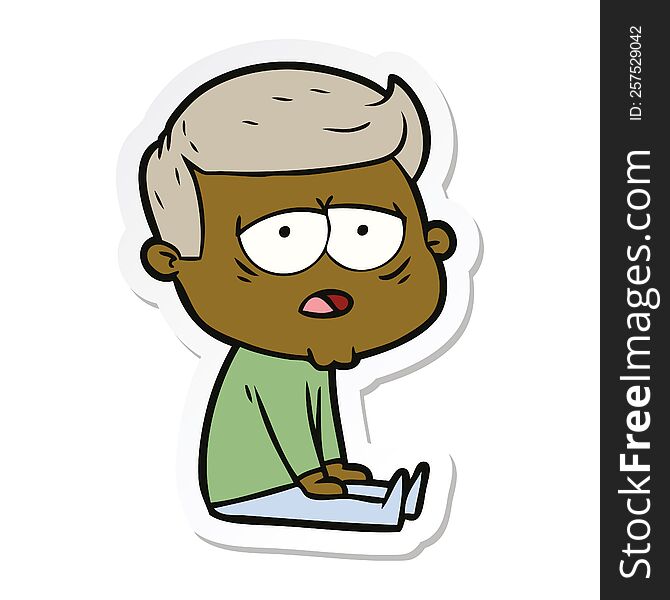 sticker of a cartoon tired man