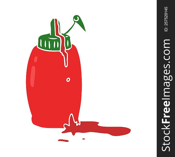 Flat Color Style Cartoon Tomato Ketchup Bottle