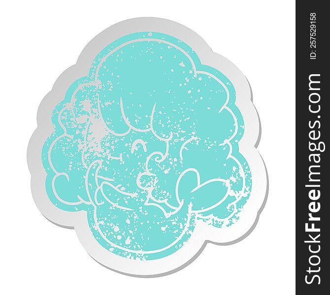 distressed old sticker kawaii cute ghost mermaid