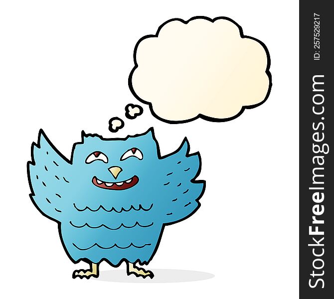 Cartoon Happy Owl With Thought Bubble