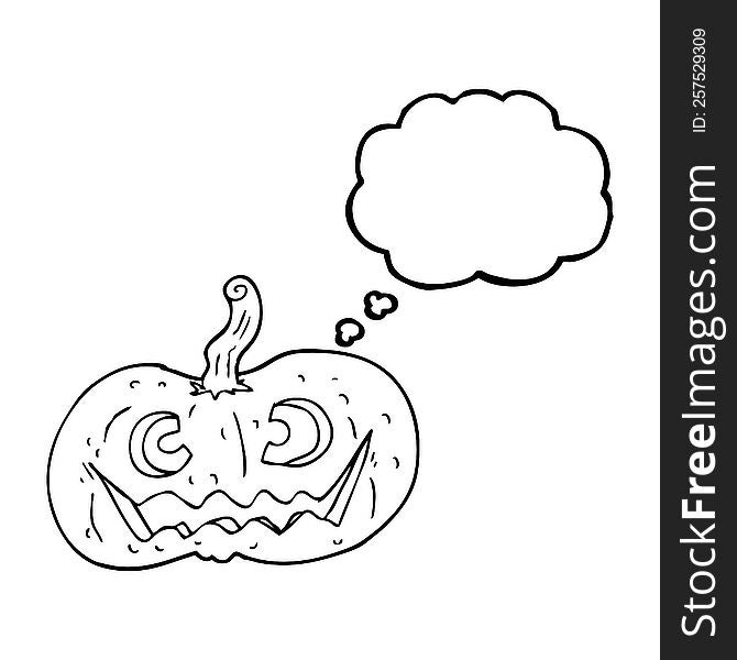 Thought Bubble Cartoon Halloween Pumpkin