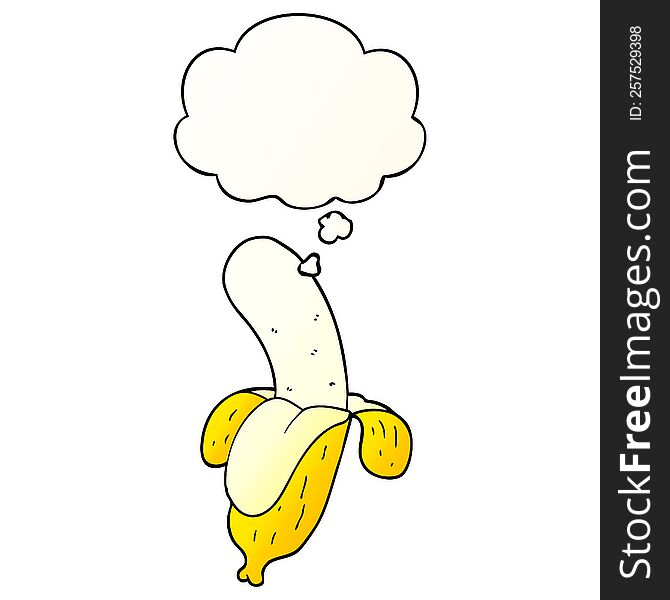 Cartoon Banana And Thought Bubble In Smooth Gradient Style
