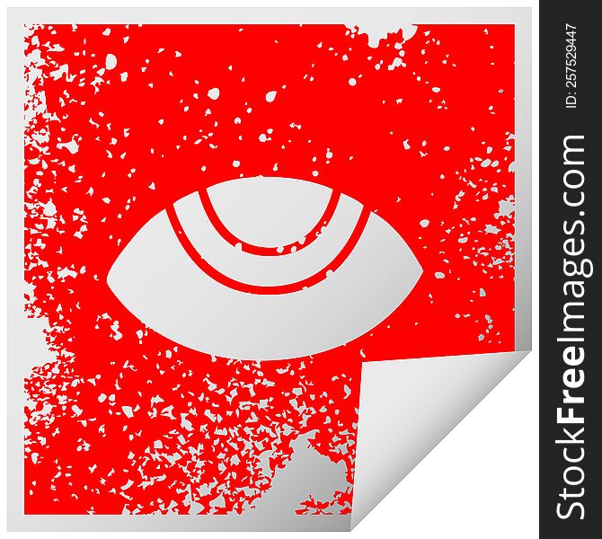 Distressed Square Peeling Sticker Symbol Eye Looking Up
