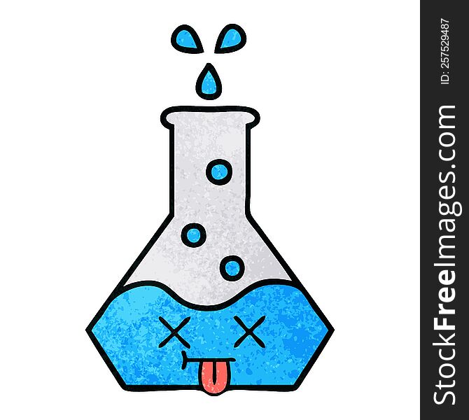 retro grunge texture cartoon of a science beaker