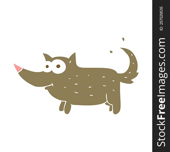 flat color illustration of dog wagging tail. flat color illustration of dog wagging tail