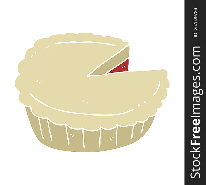 Flat Color Illustration Of A Cartoon Pie