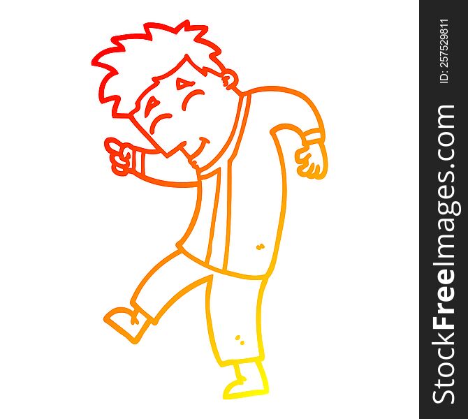 warm gradient line drawing of a cartoon dancing man
