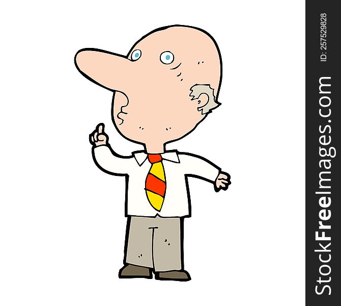 Cartoon Bald Man Asking Question