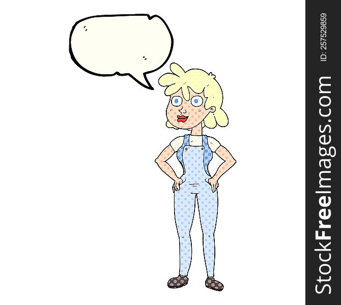 Comic Book Speech Bubble Cartoon Farmer Girl