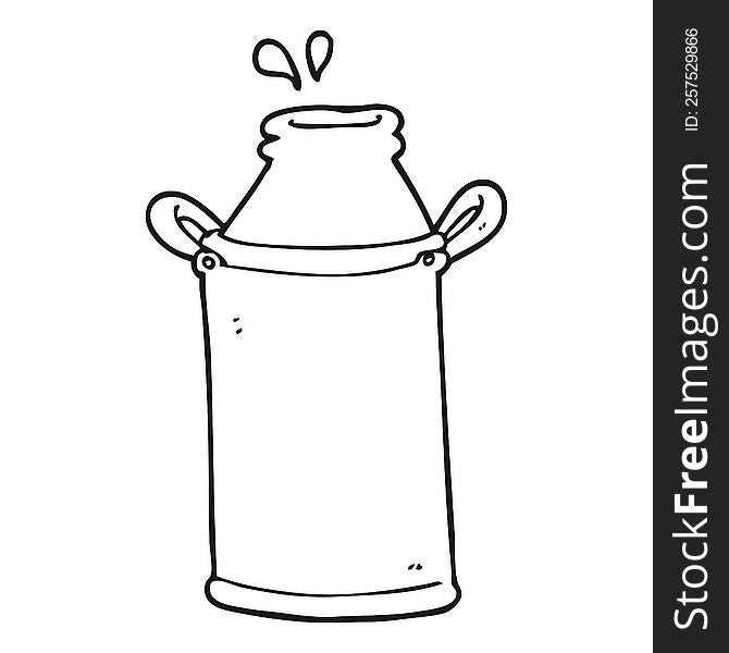 freehand drawn black and white cartoon milk barrel