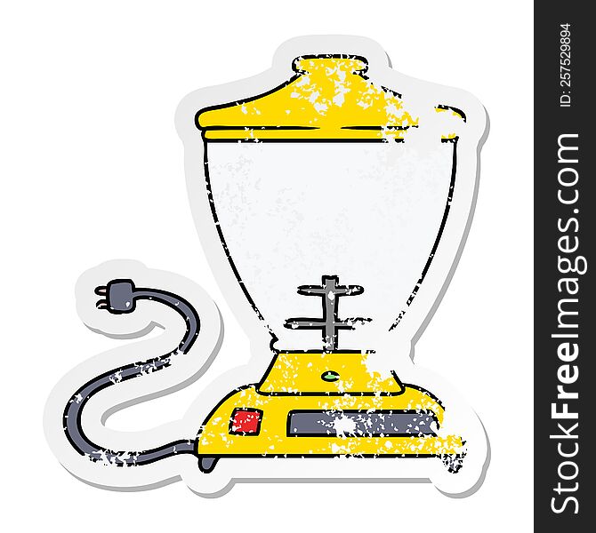 Distressed Sticker Cartoon Doodle Of A Food Blender