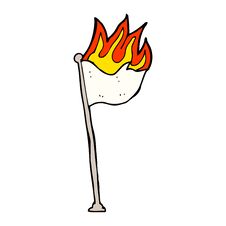 Cartoon Burning Flag On Pole Stock Photo