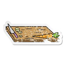 Free Distressed Sticker Cartoon Doodle Of Vegetable Chopping Board Stock Photo - 257533040
