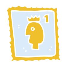 Cartoon Doodle Stamp With Royal Head Royalty Free Stock Image