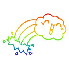 Rainbow Gradient Line Drawing Cartoon Rainbow Rain Cloud Stock Photos