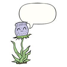 Cartoon Thistle And Speech Bubble Stock Photography