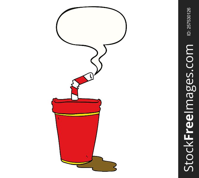 Cartoon Soda Cup And Speech Bubble