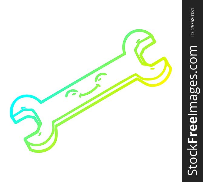cold gradient line drawing of a cartoon spanner