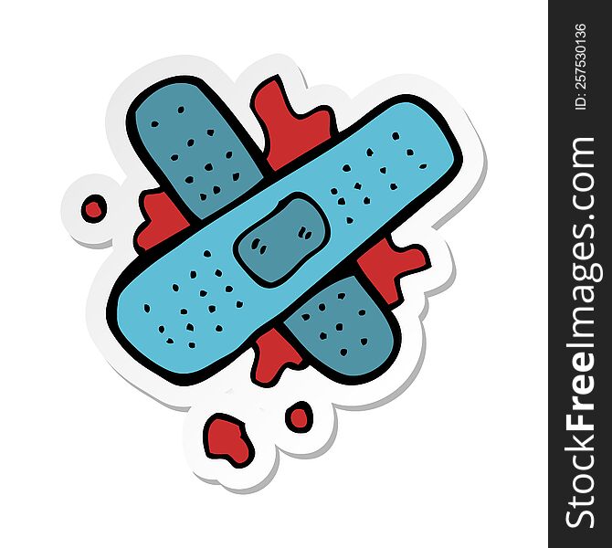 Sticker Of A Cartoon Bloody Medical Plaster