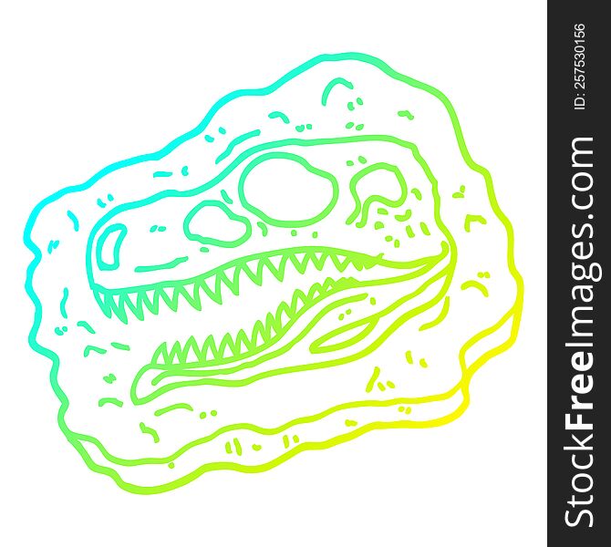 cold gradient line drawing of a cartoon ancient fossil