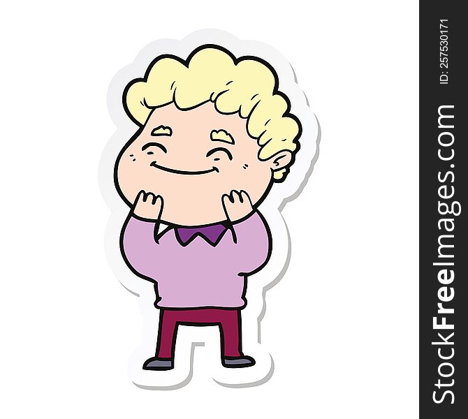 sticker of a cartoon friendly man