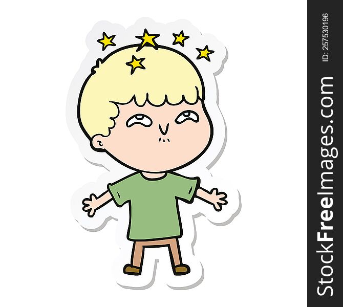 Sticker Of A Cartoon Amazed Boy