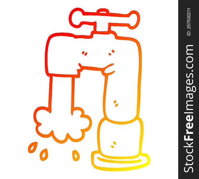 warm gradient line drawing of a cartoon pouring faucet