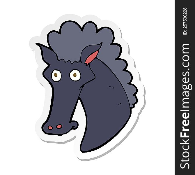 sticker of a cartoon horse head