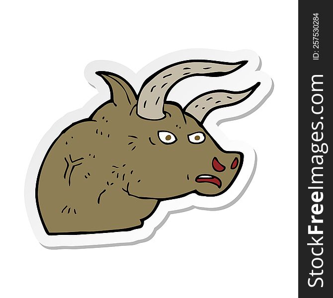 sticker of a cartoon angry bull head
