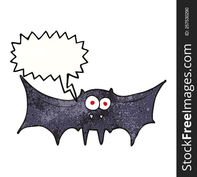 Speech Bubble Textured Cartoon Vampire Bat