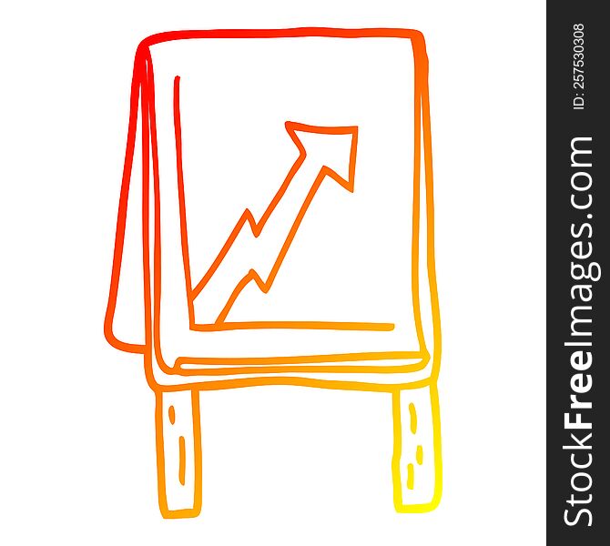 warm gradient line drawing of a cartoon business chart with arrow
