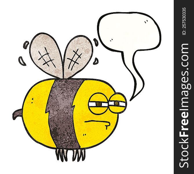 freehand speech bubble textured cartoon unhappy bee