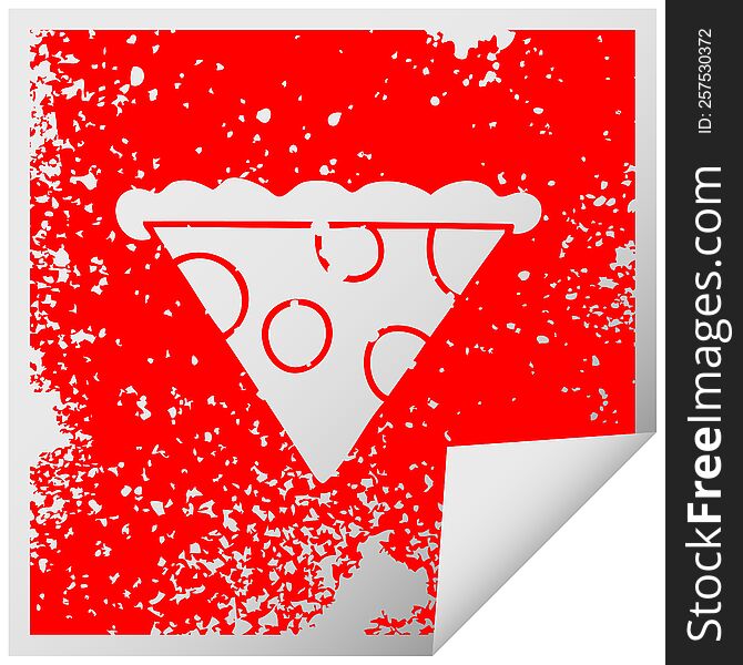 Quirky Distressed Square Peeling Sticker Symbol Slice Of Pizza
