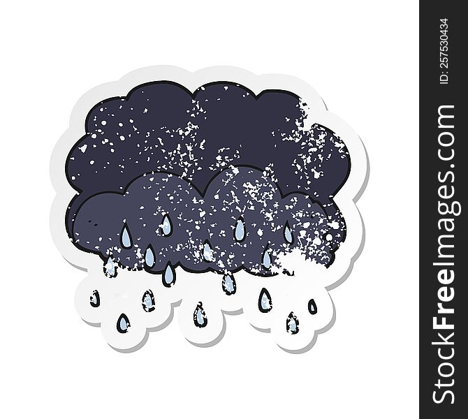 Retro Distressed Sticker Of A Cartoon Thundercloud