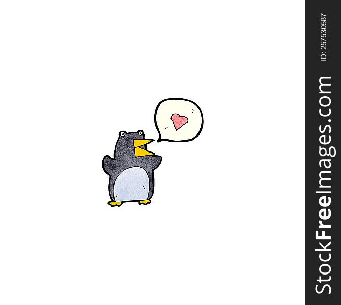 Cartoon Penguin With Speech Bubble