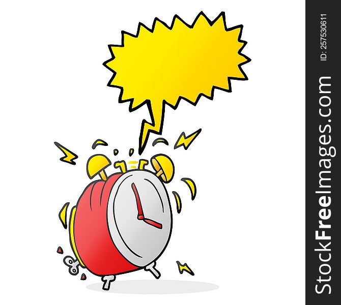 Speech Bubble Cartoon Ringing Alarm Clock