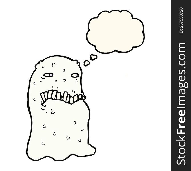 Cartoon Gross Ghost With Thought Bubble